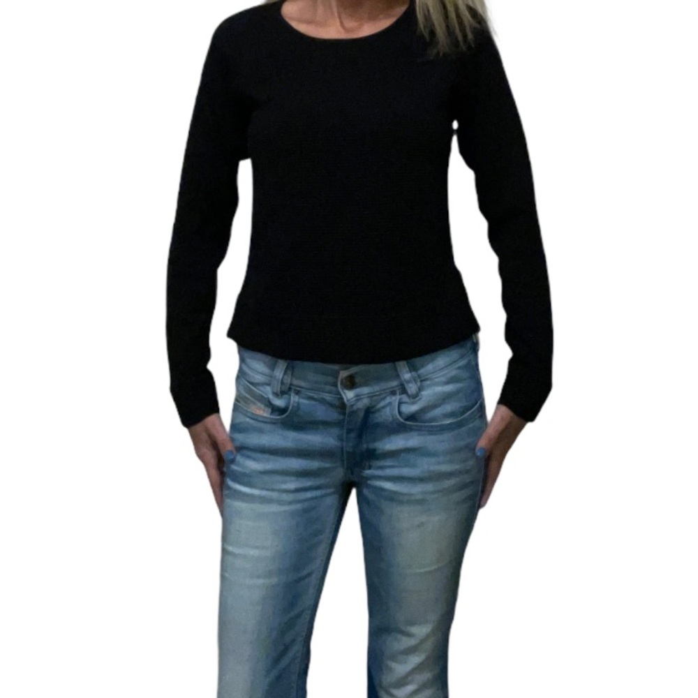 NWT Parker Black Contrasting Lightweight Knit Top/Sweater - Picture 3 of 9